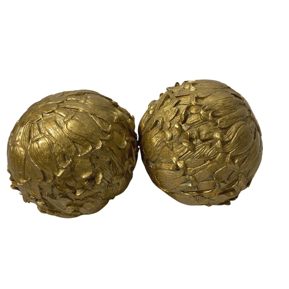 Decorative Balls Gold OS Floral Textured Ornate Bowl Fillers Spheres Home Decor